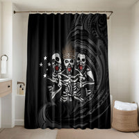 Skeleton Tribe Simbu Province Bathroom Set Papua New Guinea Indigenous Pattern LT9 Shower Curtain Only Black - Polynesian Pride