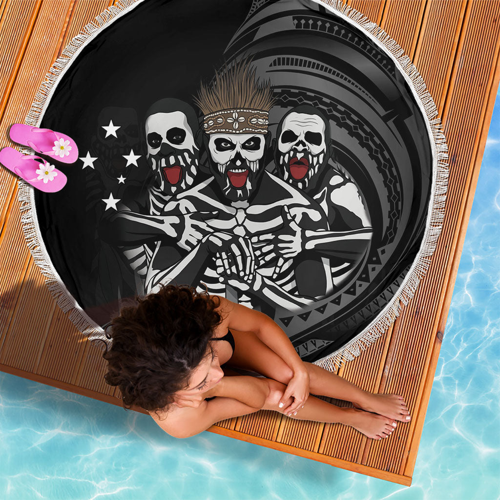 Skeleton Tribe Simbu Province Beach Blanket Papua New Guinea Indigenous Pattern LT9 - Polynesian Pride