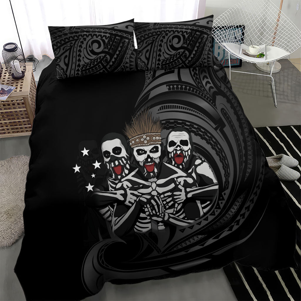 Skeleton Tribe Simbu Province Bedding Set Papua New Guinea Indigenous Pattern LT9 - Polynesian Pride