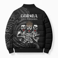 Skeleton Tribe Simbu Province Bomber Puffer Jacket Papua New Guinea Indigenous Pattern LT9 - Polynesian Pride
