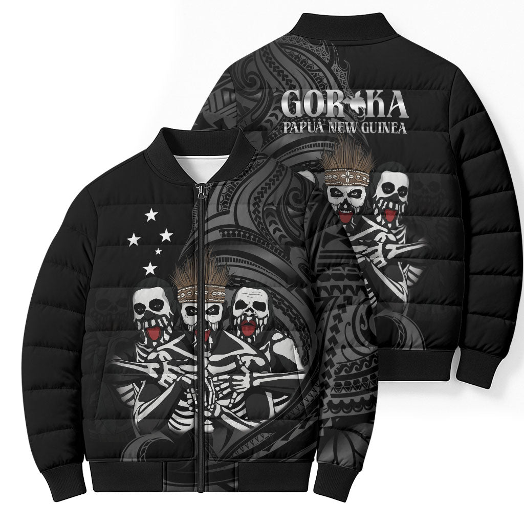 Skeleton Tribe Simbu Province Bomber Puffer Jacket Papua New Guinea Indigenous Pattern LT9 - Polynesian Pride