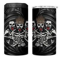 Skeleton Tribe Simbu Province 4 in 1 Can Cooler Tumbler Papua New Guinea Indigenous Pattern LT9 One Size: 16 oz Black - Polynesian Pride