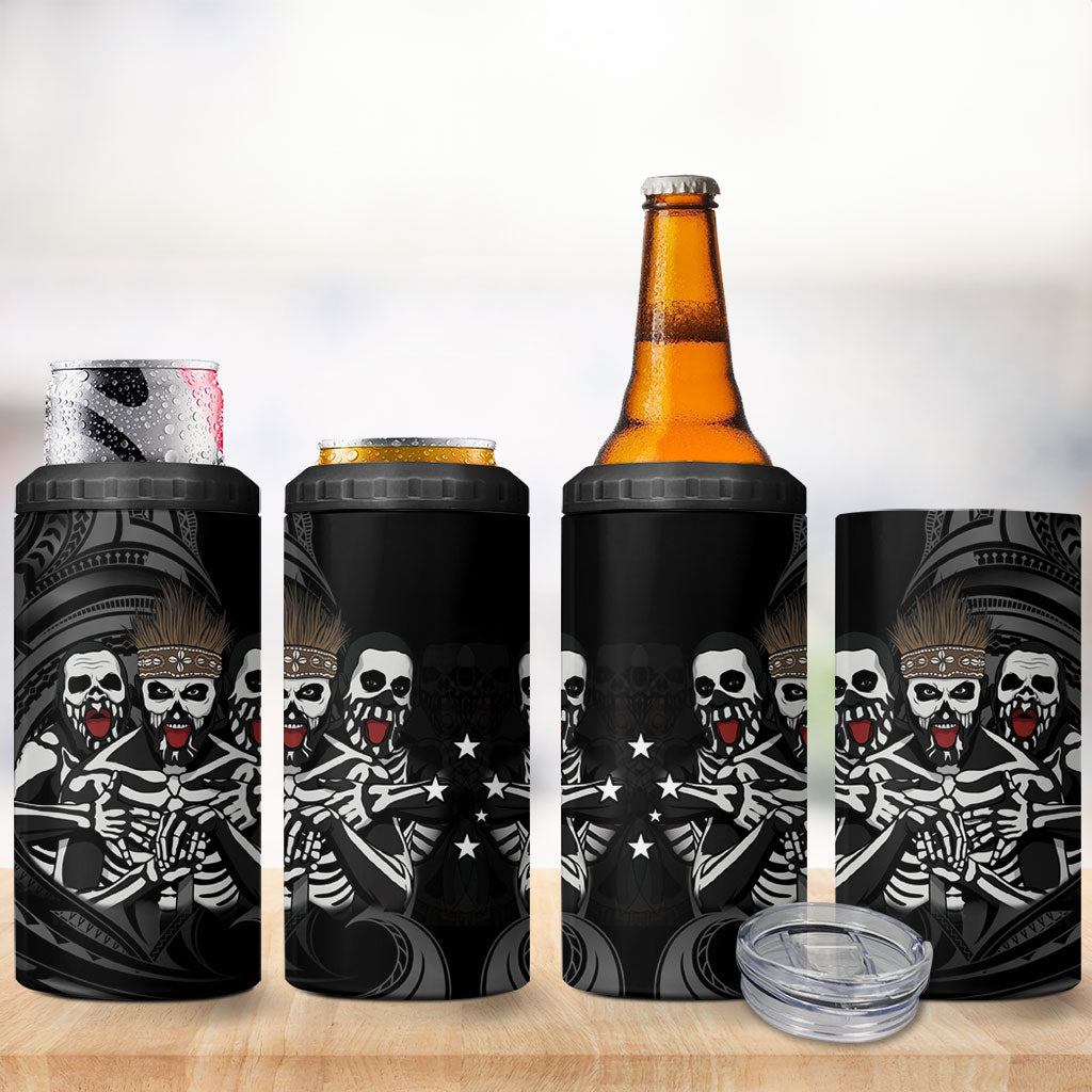Skeleton Tribe Simbu Province 4 in 1 Can Cooler Tumbler Papua New Guinea Indigenous Pattern LT9 - Polynesian Pride