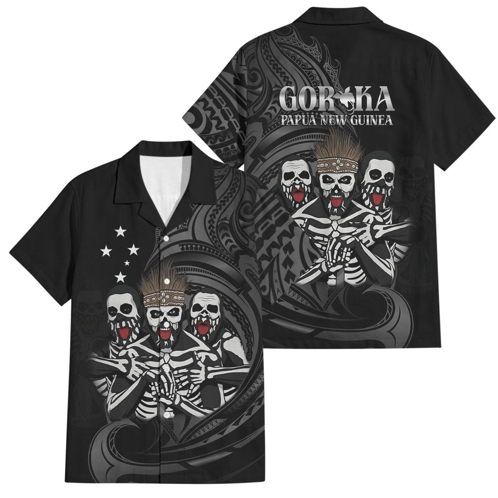 Skeleton Tribe Simbu Province Family Matching Puletasi and Hawaiian Shirt Papua New Guinea Indigenous Pattern LT9 Dad's Shirt - Short Sleeve Black - Polynesian Pride