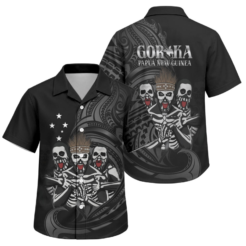 Skeleton Tribe Simbu Province Family Matching Puletasi and Hawaiian Shirt Papua New Guinea Indigenous Pattern LT9 Son's Shirt Black - Polynesian Pride