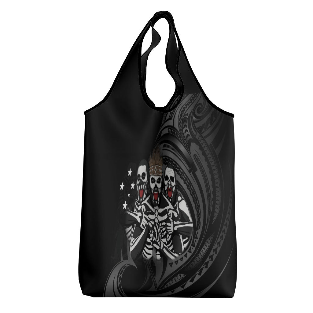 Skeleton Tribe Simbu Province Grocery Bag Papua New Guinea Indigenous Pattern LT9 - Polynesian Pride