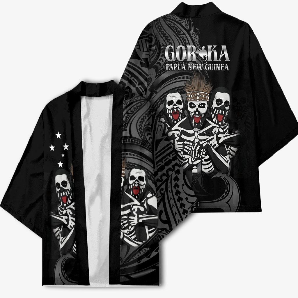 Skeleton Tribe Simbu Province Kimono Papua New Guinea Indigenous Pattern LT9 - Polynesian Pride