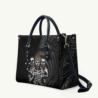 Skeleton Tribe Simbu Province Leather Bag Papua New Guinea Indigenous Pattern LT9 Black - Polynesian Pride