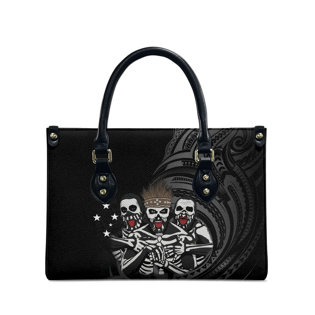 Skeleton Tribe Simbu Province Leather Bag Papua New Guinea Indigenous Pattern LT9 - Polynesian Pride
