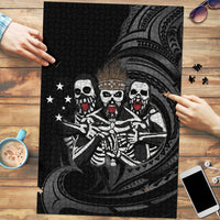 Skeleton Tribe Simbu Province Puzzle Papua New Guinea Indigenous Pattern LT9 Black - Polynesian Pride