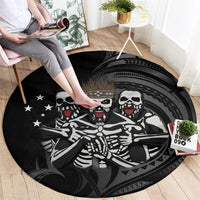 Skeleton Tribe Simbu Province Round Carpet Papua New Guinea Indigenous Pattern LT9 - Polynesian Pride