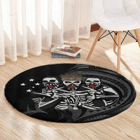 Skeleton Tribe Simbu Province Round Carpet Papua New Guinea Indigenous Pattern LT9 - Polynesian Pride