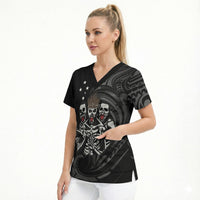Skeleton Tribe Simbu Province Scrub Top Papua New Guinea Indigenous Pattern LT9 - Polynesian Pride