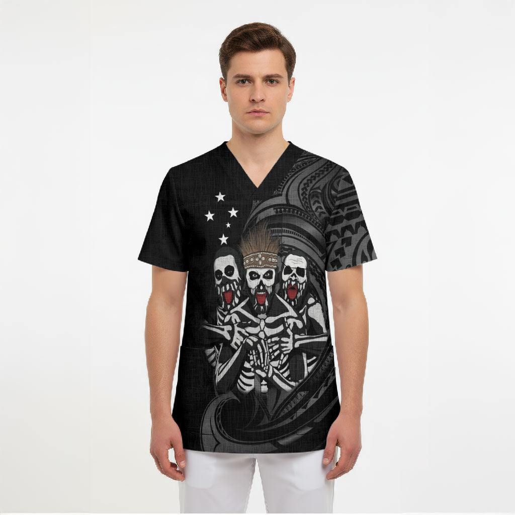 Skeleton Tribe Simbu Province Scrub Top Papua New Guinea Indigenous Pattern LT9 - Polynesian Pride
