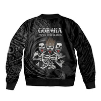 Skeleton Tribe Simbu Province Sleeve Zip Bomber Jacket Papua New Guinea Indigenous Pattern LT9 - Polynesian Pride