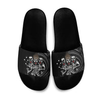 Skeleton Tribe Simbu Province Slide Sandals Papua New Guinea Indigenous Pattern LT9 Black - Polynesian Pride
