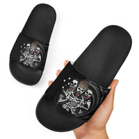 Skeleton Tribe Simbu Province Slide Sandals Papua New Guinea Indigenous Pattern LT9 - Polynesian Pride