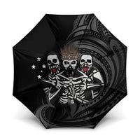 Skeleton Tribe Simbu Province Umbrella Papua New Guinea Indigenous Pattern LT9 One Size Folded 11.42 inch Opened Diameter 37.4 inch Black - Polynesian Pride