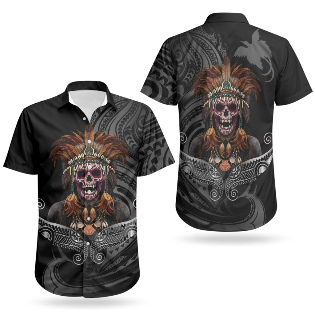 Mokomoko Tribe Eastern Highlands Province Couples Matching Tank Maxi Dress and Hawaiian Shirt Papua New Guinea Indigenous Pattern LT9 - Polynesian Pride