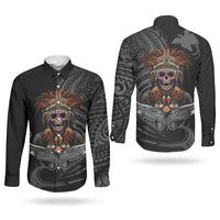 Mokomoko Tribe Eastern Highlands Province Couples Matching Tank Maxi Dress and Long Sleeve Button Shirt Papua New Guinea Indigenous Pattern LT9 - Polynesian Pride