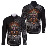 Mokomoko Tribe Eastern Highlands Province Family Matching Short Sleeve Bodycon Dress and Hawaiian Shirt Papua New Guinea Indigenous Pattern LT9 Dad's Shirt - Long Sleeve Black - Polynesian Pride
