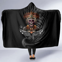 Mokomoko Tribe Eastern Highlands Province Hooded Blanket Papua New Guinea Indigenous Pattern LT9 One Size Black - Polynesian Pride