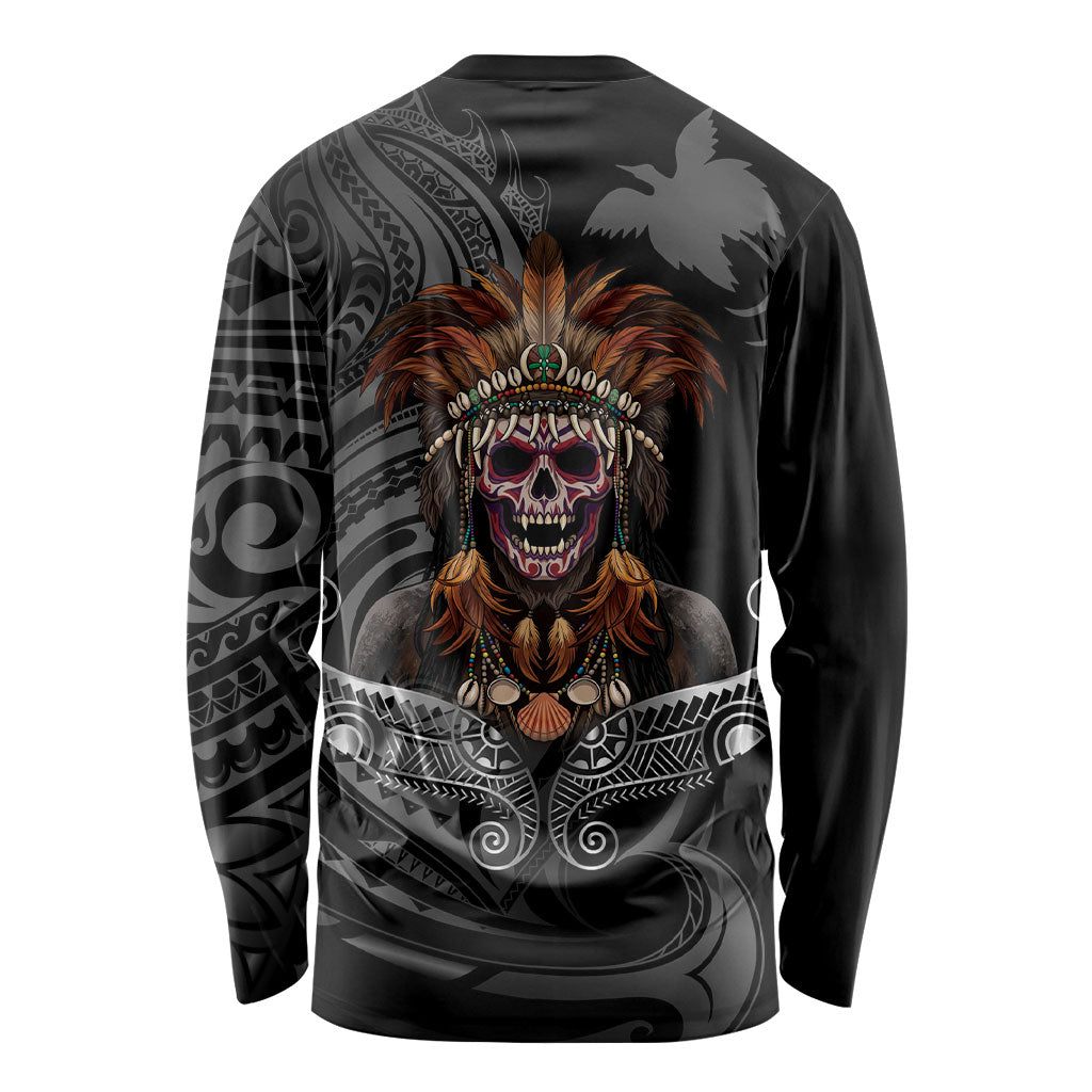Mokomoko Tribe Eastern Highlands Province Long Sleeve Shirt Papua New Guinea Indigenous Pattern LT9 - Polynesian Pride