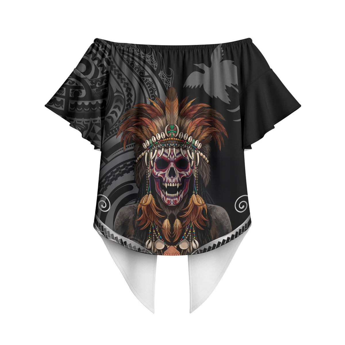Mokomoko Tribe Eastern Highlands Province Off Shoulder Wrap Waist Top Papua New Guinea Indigenous Pattern LT9 - Polynesian Pride