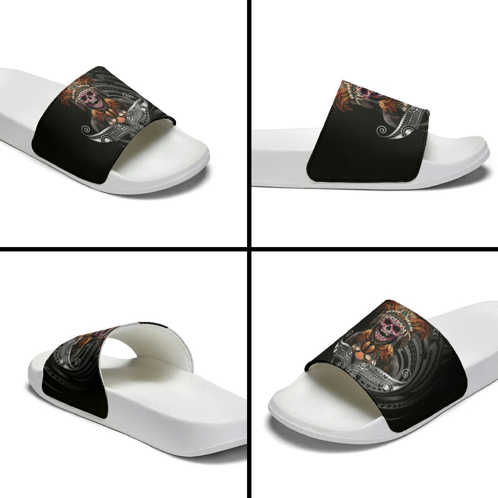 Mokomoko Tribe Eastern Highlands Province Slide Sandals Papua New Guinea Indigenous Pattern LT9 - Polynesian Pride