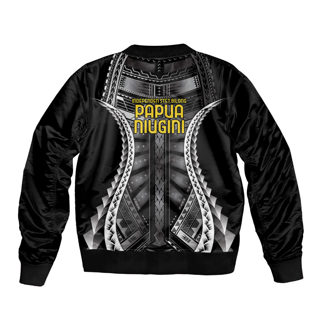 Independen Stet bilong Papua Niugini 1975 Bomber Jacket Black Tribal Papua New Guinea Province Flag LT9 - Polynesian Pride