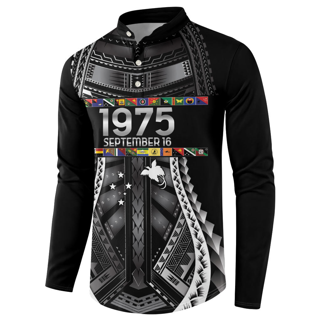 Independen Stet bilong Papua Niugini 1975 Button Sweatshirt Black Tribal Papua New Guinea Province Flag LT9 - Polynesian Pride