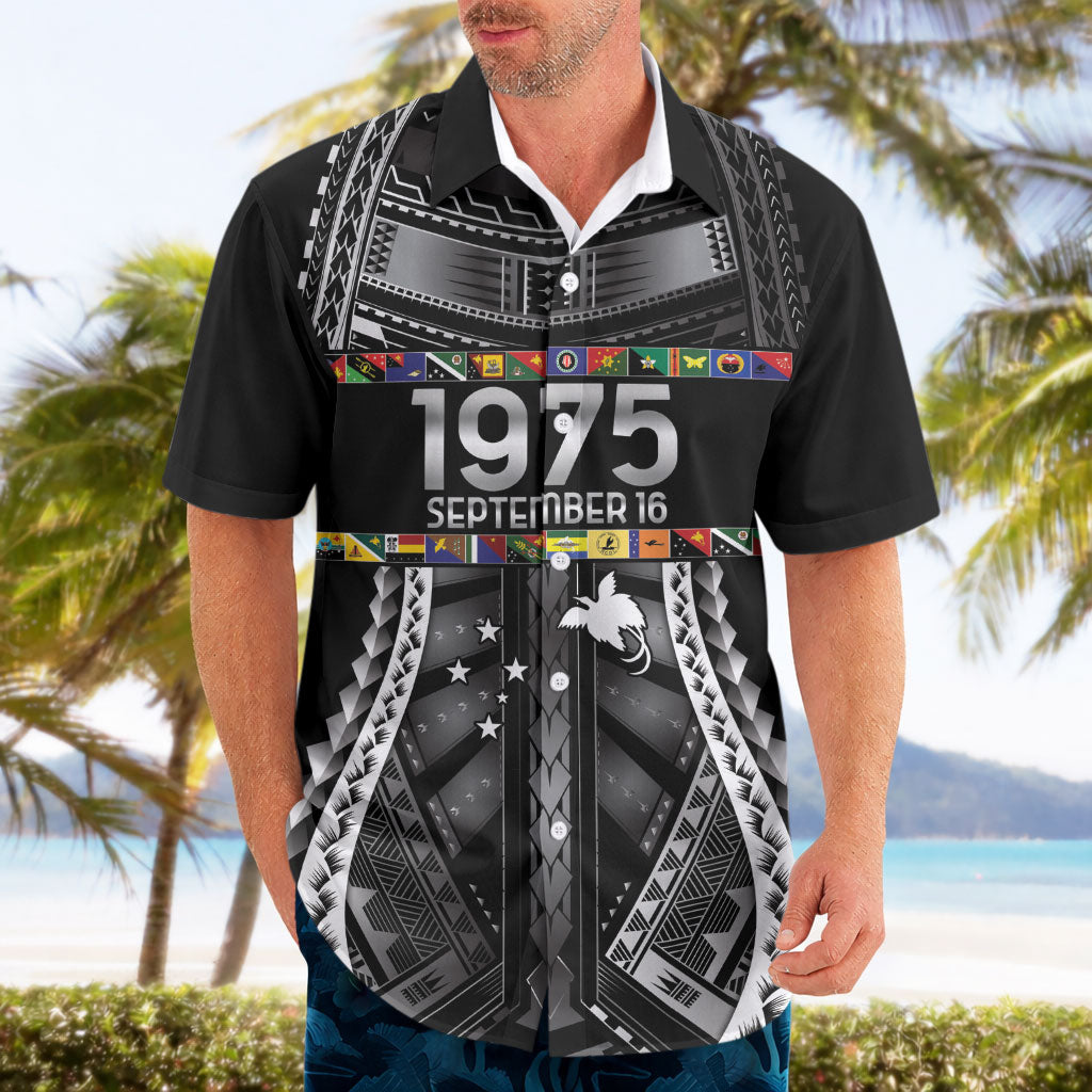 Independen Stet bilong Papua Niugini 1975 Hawaiian Shirt Black Tribal Papua New Guinea Province Flag LT9 - Polynesian Pride
