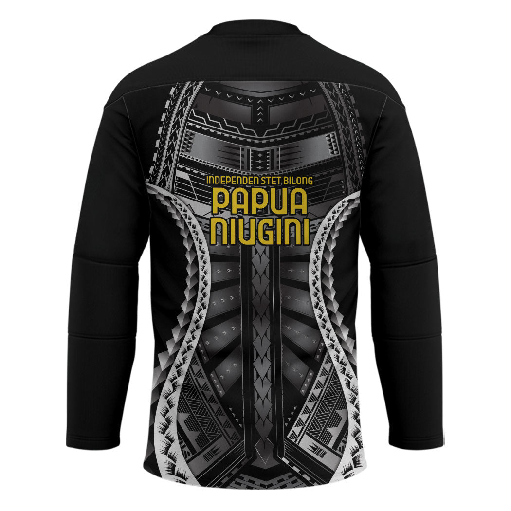 Independen Stet bilong Papua Niugini 1975 Hockey Jersey Black Tribal Papua New Guinea Province Flag LT9 - Polynesian Pride