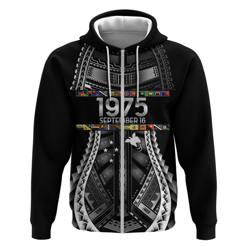 Independen Stet bilong Papua Niugini 1975 Hoodie Black Tribal Papua New Guinea Province Flag LT9 Zip Hoodie Black - Polynesian Pride