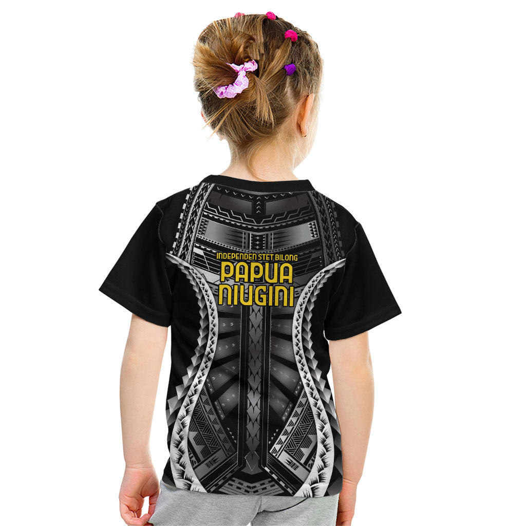 Independen Stet bilong Papua Niugini 1975 Kid T Shirt Black Tribal Papua New Guinea Province Flag LT9 - Polynesian Pride