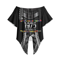Independen Stet bilong Papua Niugini 1975 Off Shoulder Wrap Waist Top Black Tribal Papua New Guinea Province Flag LT9 Black - Polynesian Pride