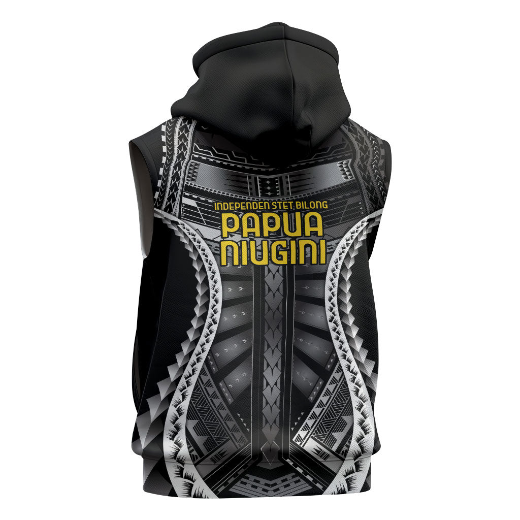 Independen Stet bilong Papua Niugini 1975 Sleeveless Hoodie Black Tribal Papua New Guinea Province Flag LT9 - Polynesian Pride