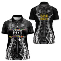 Independen Stet bilong Papua Niugini 1975 Women Polo Shirt Black Tribal Papua New Guinea Province Flag LT9 - Polynesian Pride