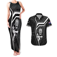 New Zealand Aotearoa Rugby Couples Matching Tank Maxi Dress and Hawaiian Shirt Black Fern Maori Tribal Sporty Style LT9 Black - Polynesian Pride