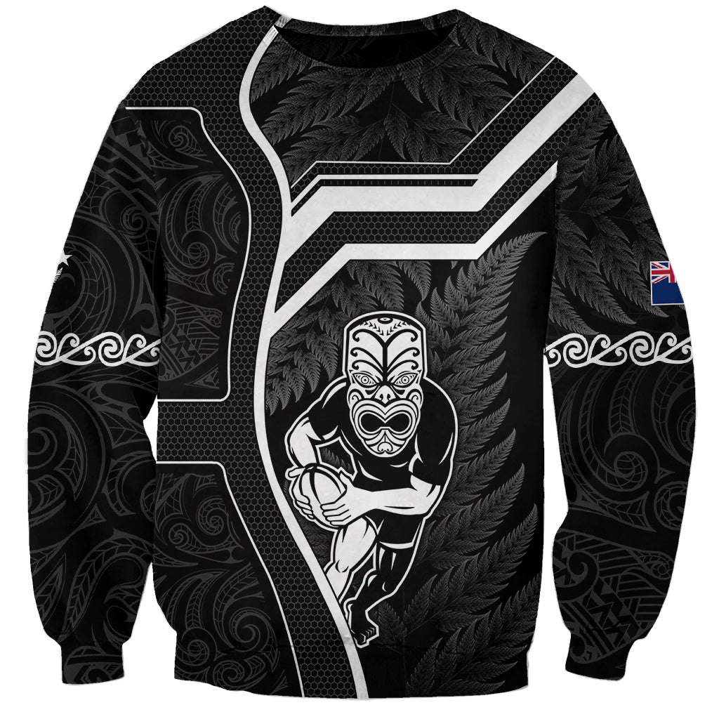New Zealand Aotearoa Rugby Sweatshirt Black Fern Maori Tribal Sporty Style LT9 Unisex Black - Polynesian Pride