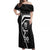 Custom New Zealand Aotearoa Rugby Off Shoulder Maxi Dress Black Fern Maori Tribal Sporty Style LT9 Women Black - Polynesian Pride