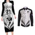 Custom New Zealand Rugby Couples Matching Long Sleeve Bodycon Dress and Long Sleeve Button Shirts Proud Aoteroa Stylised Maori Koru LT9 Black - Polynesian Pride