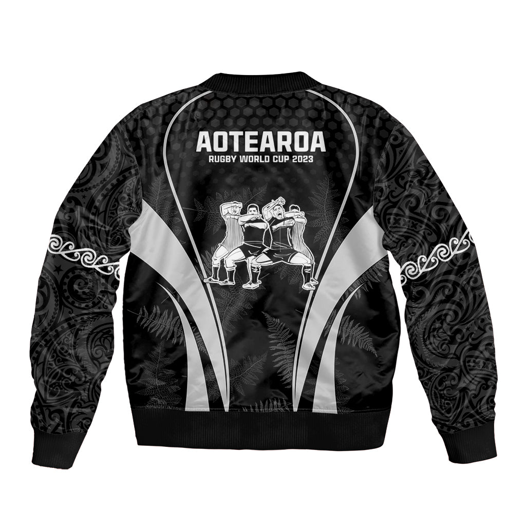 New Zealand Aotearoa Rugby Sleeve Zip Bomber Jacket Haka Dance Mixed Silver Fern Sporty Style LT9 - Polynesian Pride