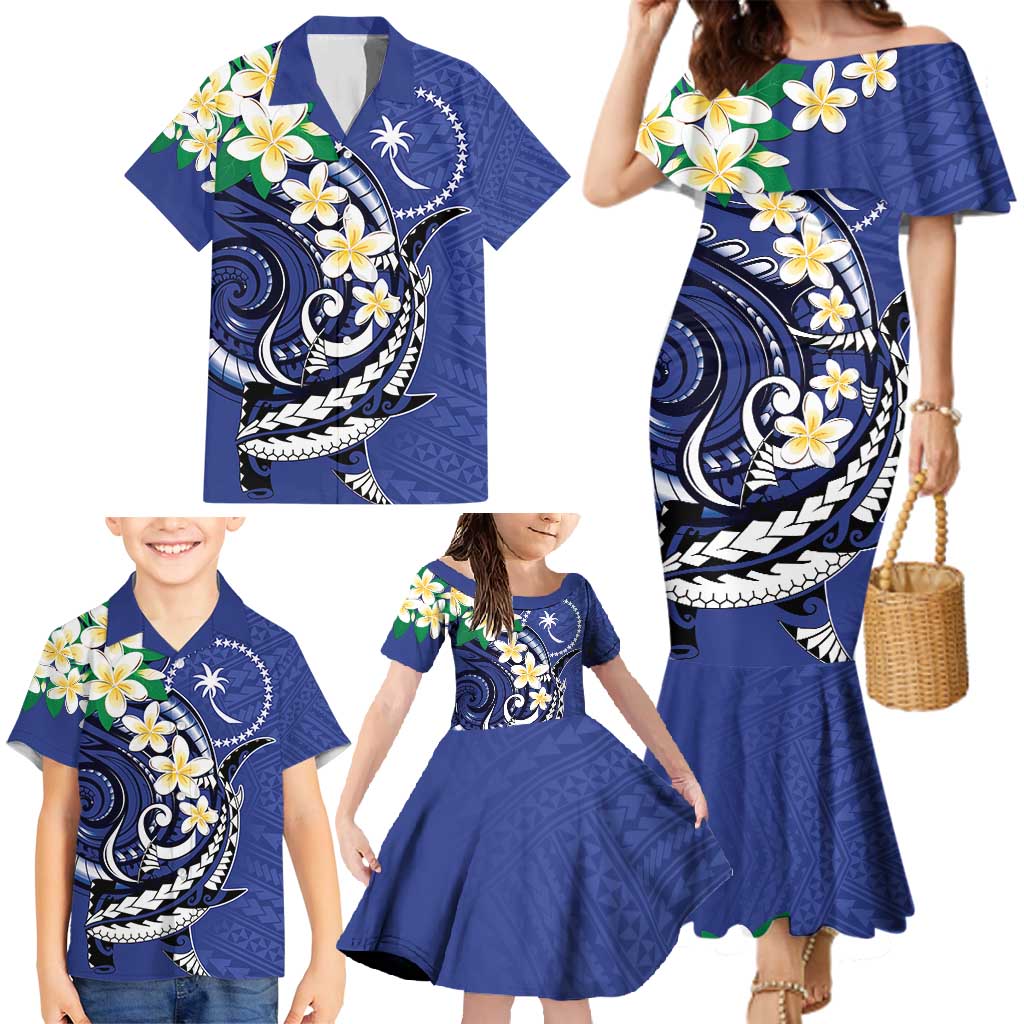 FSM Chuuk State Polynesian Shark Tattoo Personalised Family Matching Mermaid Dress and Hawaiian Shirt