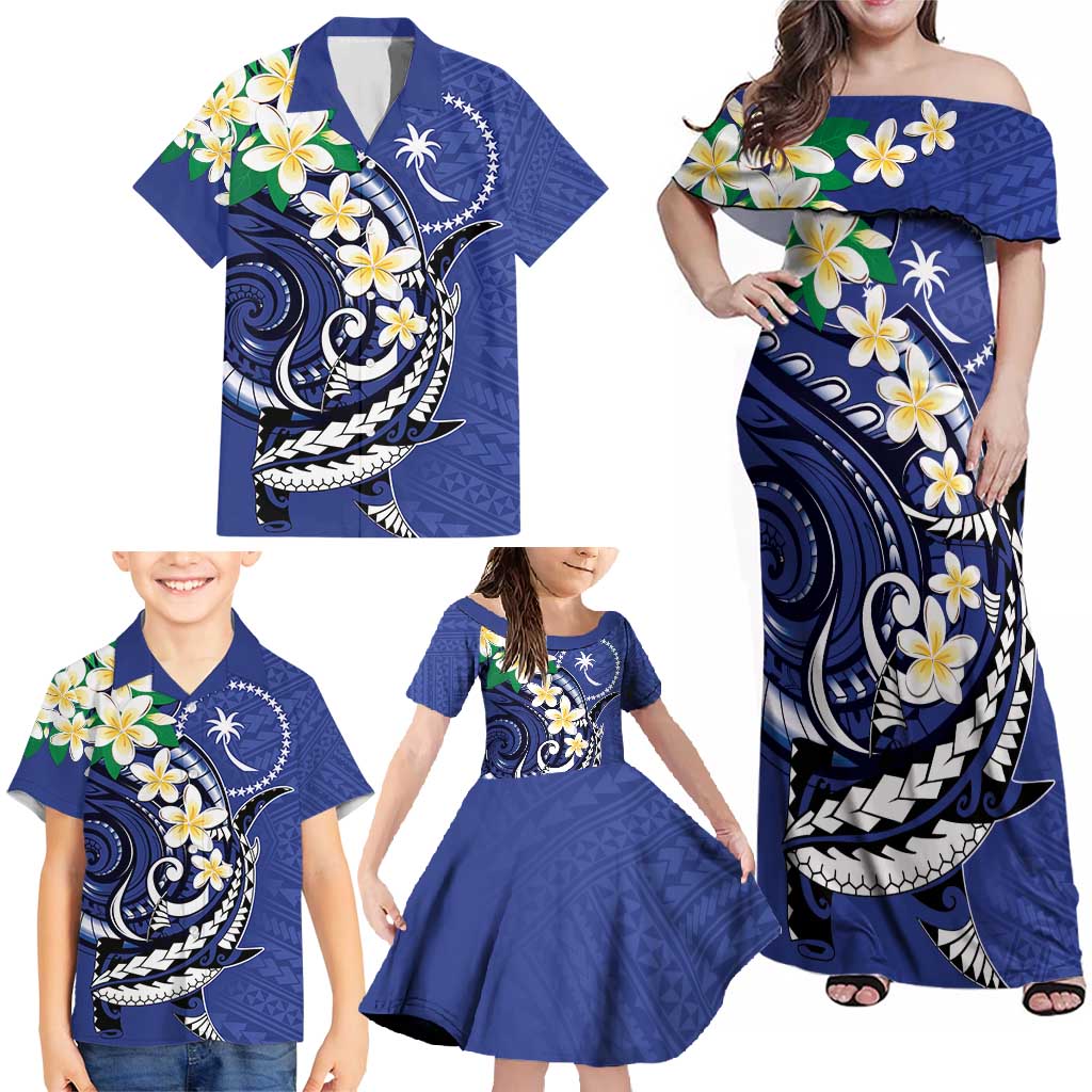 FSM Chuuk State Polynesian Shark Tattoo Personalised Family Matching Off Shoulder Maxi Dress and Hawaiian Shirt LT9 - Polynesian Pride
