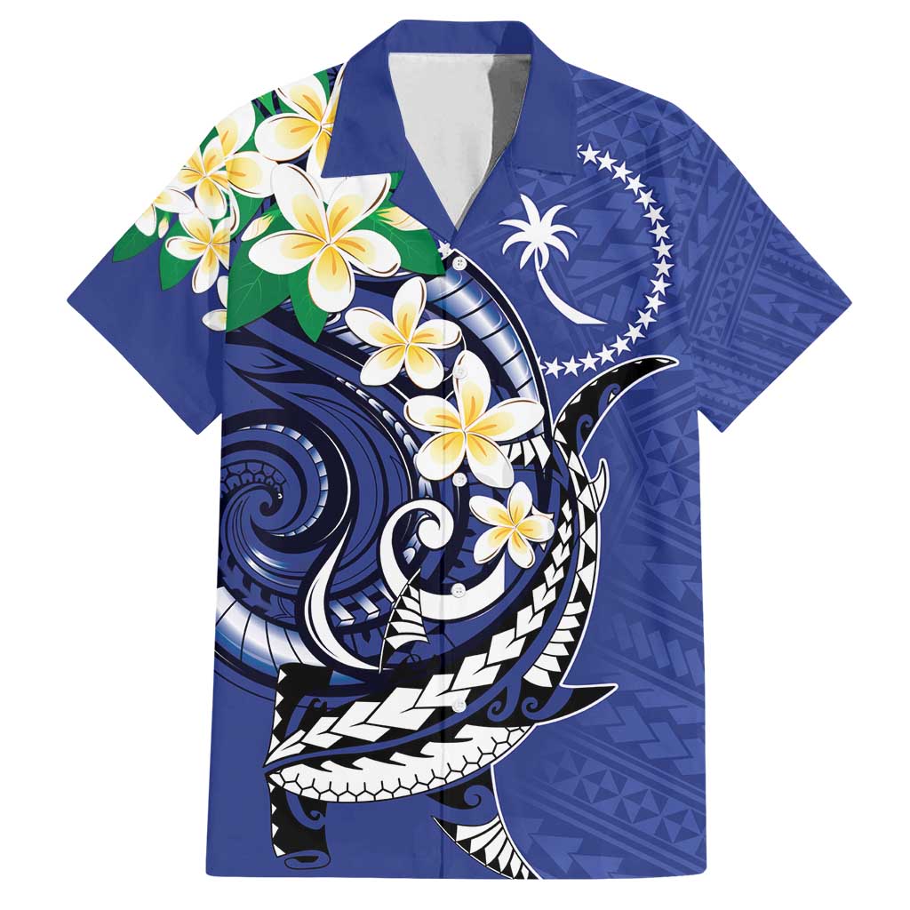 FSM Chuuk State Polynesian Shark Tattoo Personalised Family Matching Off Shoulder Maxi Dress and Hawaiian Shirt LT9 Dad's Shirt - Short Sleeve Blue - Polynesian Pride