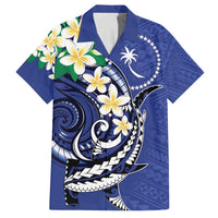 FSM Chuuk State Polynesian Shark Tattoo Personalised Family Matching Off Shoulder Short Dress and Hawaiian Shirt LT9 Dad's Shirt - Short Sleeve Blue - Polynesian Pride