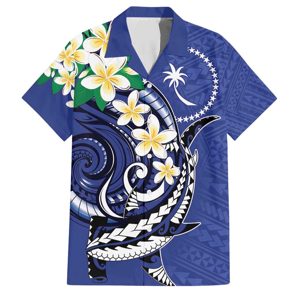 FSM Chuuk State Polynesian Shark Tattoo Personalised Family Matching Short Sleeve Bodycon Dress and Hawaiian Shirt LT9 Dad's Shirt - Short Sleeve Blue - Polynesian Pride