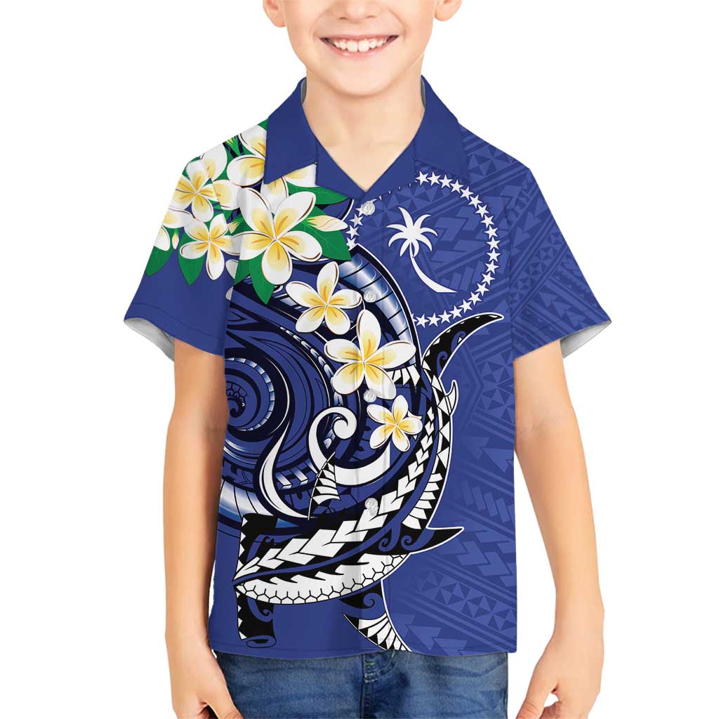 FSM Chuuk State Polynesian Shark Tattoo Personalised Family Matching Summer Maxi Dress and Hawaiian Shirt LT9 Son's Shirt Blue - Polynesian Pride