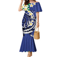 FSM Chuuk State Polynesian Shark Tattoo Personalised Mermaid Dress LT9 Women Blue - Polynesian Pride